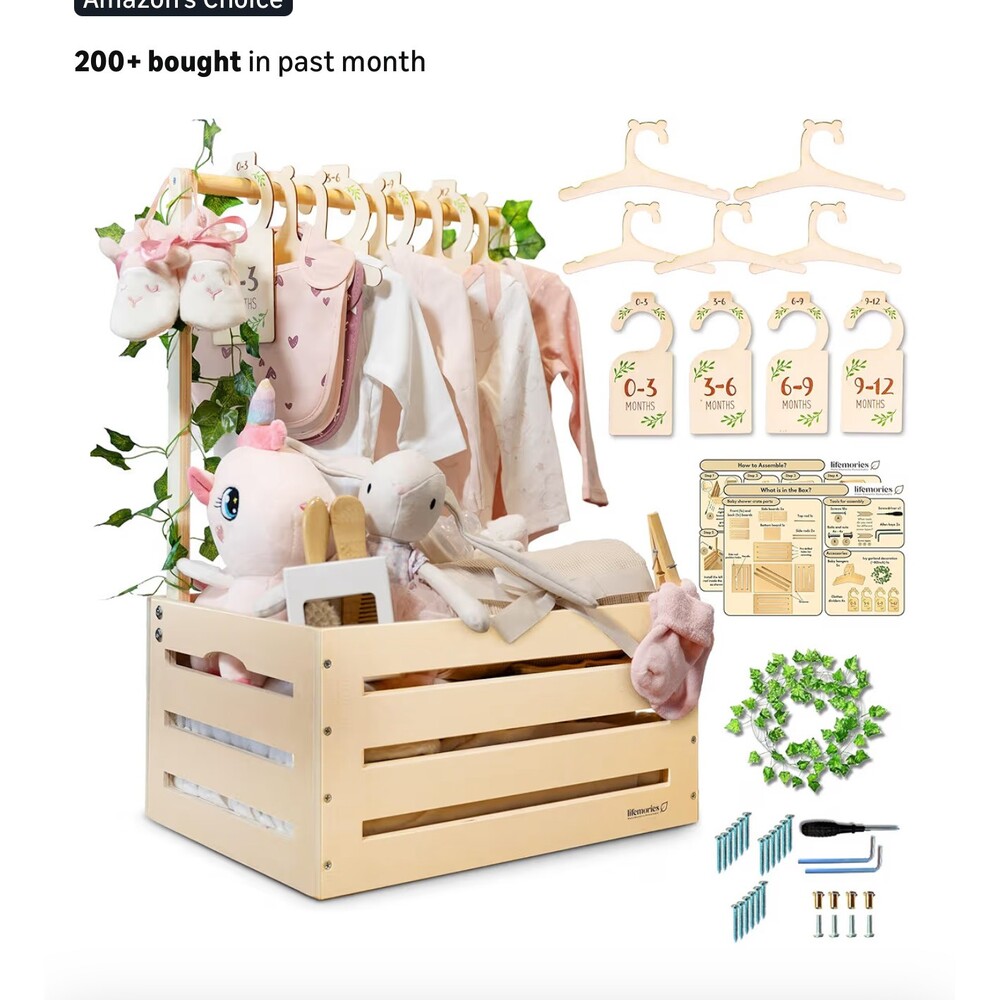 Wooden Baby Shower Crate Clothes Hangers & Dividers Vines New Lifemories